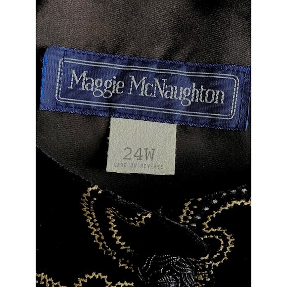 Vtg Maggie McNaughton Blazer/Shirt Black Velour/Velvet w Gold/Silver 24W - Picture 8 of 10